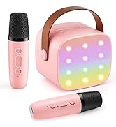Mini Karaoke Machine with 2 Wireless Microphones, 2026 TOP Kids Portable Bluetooth Karaoke Machin...