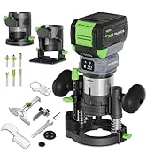 WORKPRO 20V Cordless Compact Router Tool, 6 Variable Speeds up to 30,000RPM Wood Router for Chamf...
