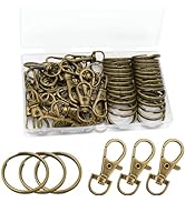 60 Pcs Premium Bronze Swivel Clasps Lanyard Snap Hooks with Key Rings, Key Chain Clip Hooks Lobst...