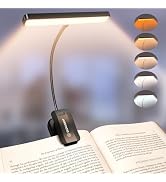 Glocusent 26 LED Rechargeable Book Light for Reading in Bed, Eye-Caring 5 Amber Colors and Steple...