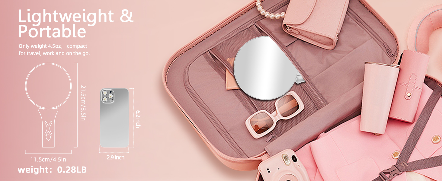 Dual-Sided Handheld Magnifying Makeup Mirror