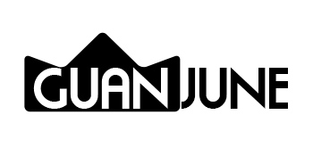 Black text 'GUANJUNE' on white background, stylized with crown-like shape above letters.