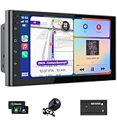 Haudio 7 “ Double Din Car Stereo, Touch Car Radio with Wireless Apple Carplay &amp; Android Auto, Mir...