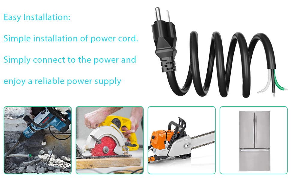 12 Gauge 3 Prong Heavy Duty Replacement Power Supply Cord Cable