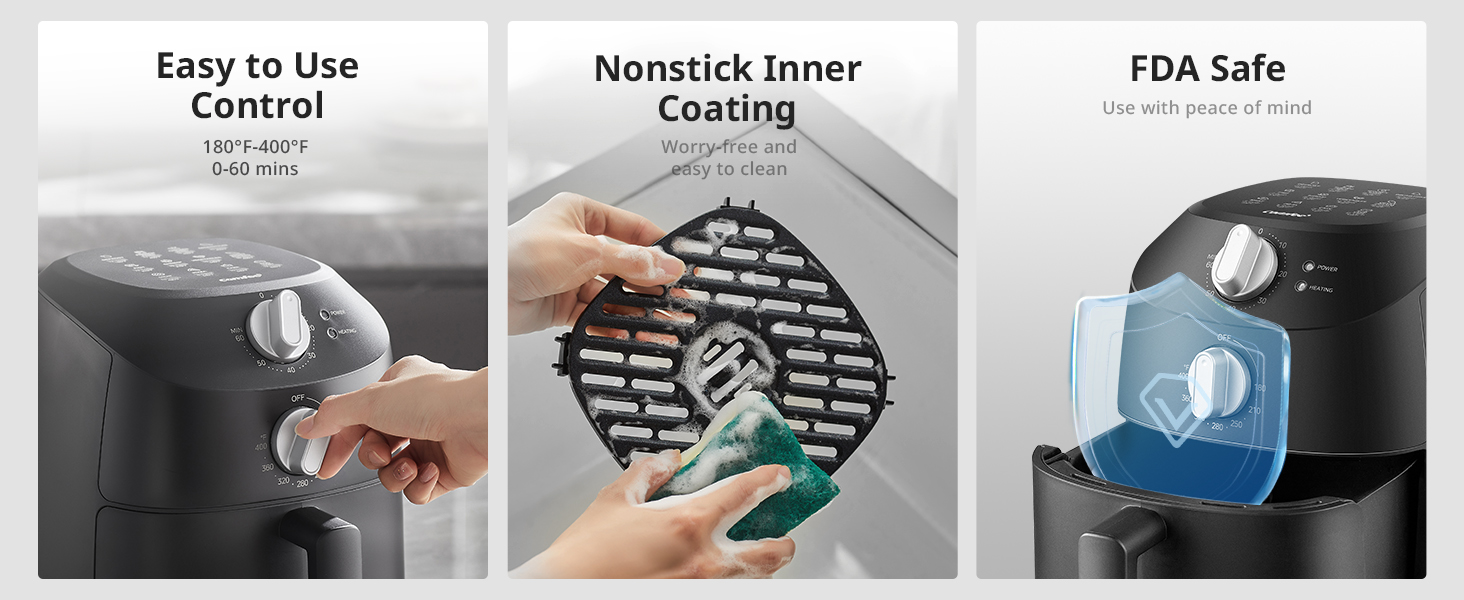 dishwasher-safe air fryer with nonstick coating basket