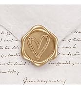 Pollize 50PCS Gold Heart Wax Seal Stickers, Self-Adhesive Envelope Stickers | 3D Embossed Pre-mad...