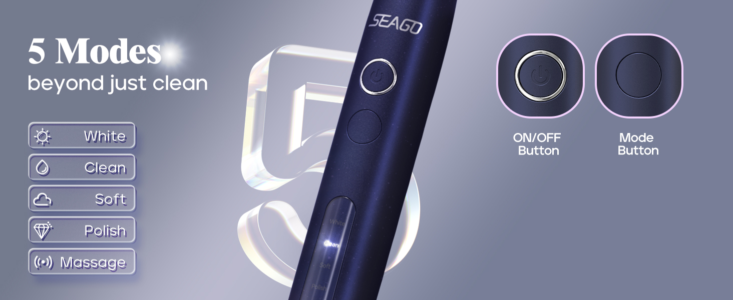 5 modes: White, clean, soft, polish, massage