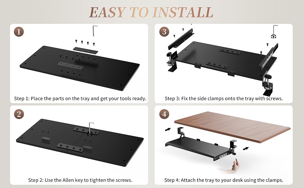 TEXENDO under desk keyboard tray comes with attache &amp;amp; deattach function