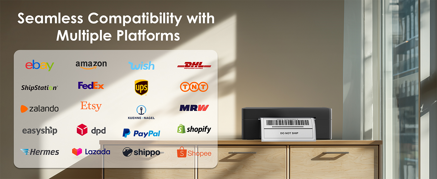 Bluetooth Thermal Shipping Label Printer, 4x6 Wireless Thermal Address Label