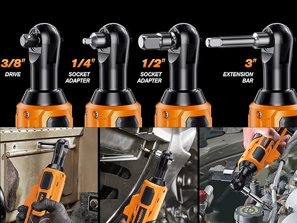 3/8&amp;#34; Cordless Electric Ratchet Wrench Set, Upgraded 60FT-LBS (80N.m) 21V Powerful Ratchet Tool Kit