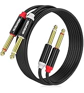 HOSONGIN Dual 1/4 inch TS to Dual 1/4 inch TS Stereo Interconnect Insert Cable, PVC Jacket Gold-P...