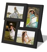 DUENPY 4x6 Collage Picture Frame Tempered Glass Front, Displays Four 4x6 Photo, Family Photo Coll...