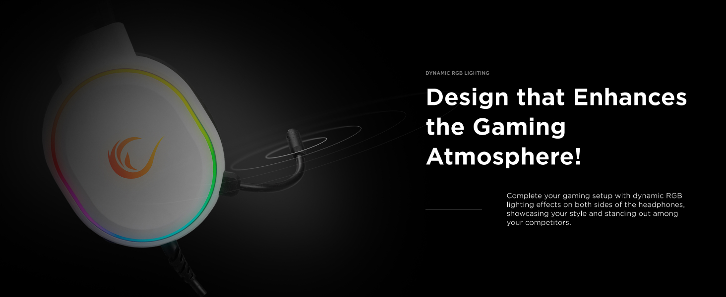 Sleek RGB-accented design and durable frame of the Rampage RM-K90 wired gaming headset.