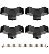 Kinchoix Pergola Brackets, 4pc Woodworks Pergola 3-Way Right Angle Corner Bracket for 4x4'' (Actu...