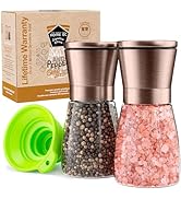 HOME EC Premium Stainless Steel Sea Salt and Pepper Grinder Set of 2 - Adjustable Ceramic, Glass ...