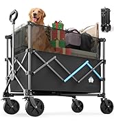 Homebetta Collapsible Wagon Cart, 450LBS Heavy Duty Collapsible Wagon with Brake, All-Terrain Whe...