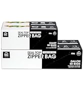 24/7 Bags- Gallon &amp; Quart Food Storage Zip Bags Bundle Pack, 100 Count Each, Total 200 Bags, Doub...
