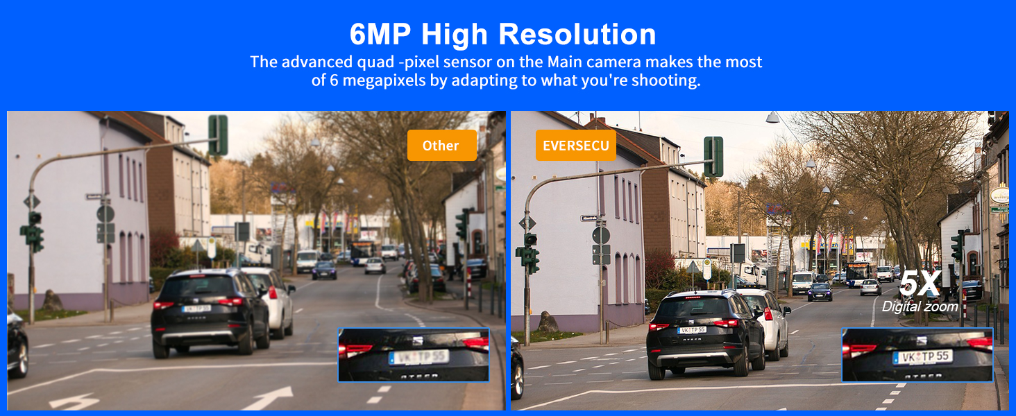 EVERSECU Dual Lens Linkage 6MP WiFi PTZ Security Camera Outdoor Tracking Motion Detection 