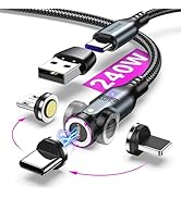 PD 240W Magnetic USB C Charging Cable(1Pack, 6ft), 360°&amp;180° Rotation Magnetic Charging Cable/USB...