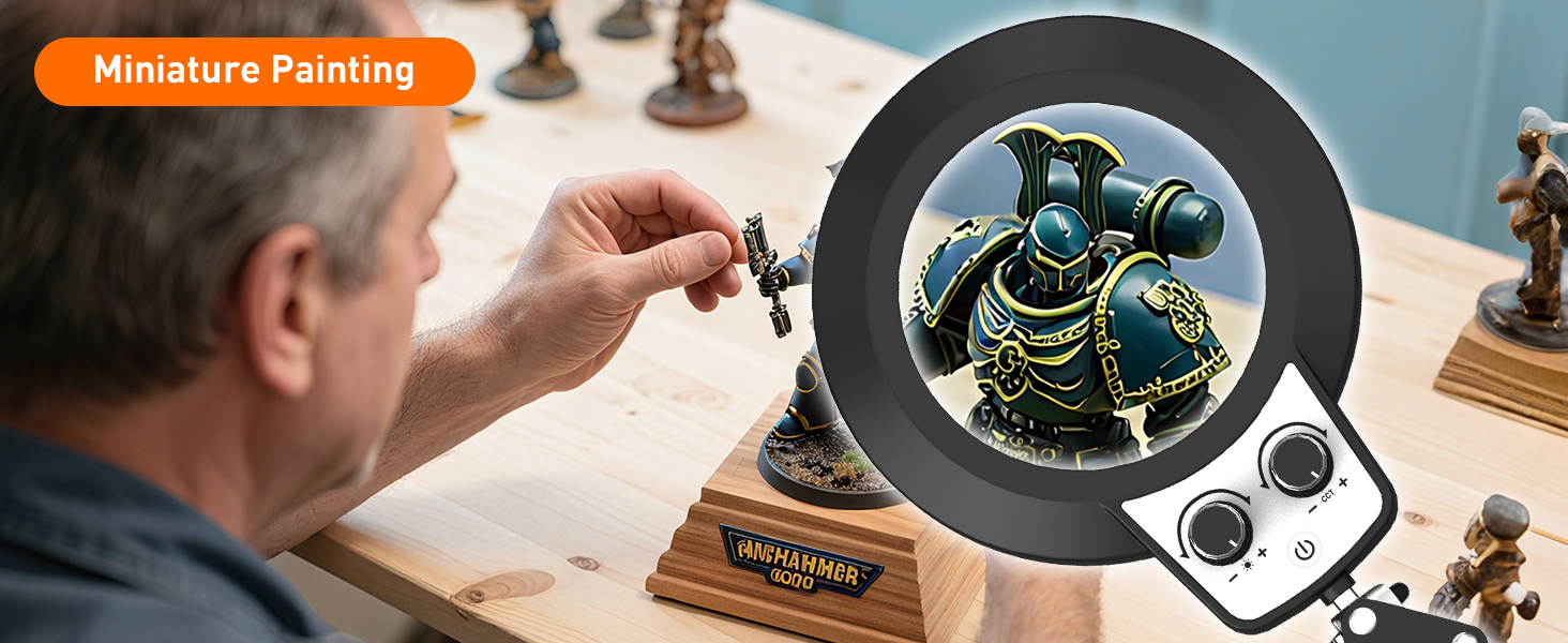 Painting magnifying glass with light lighted magnifying glass magnifier with light