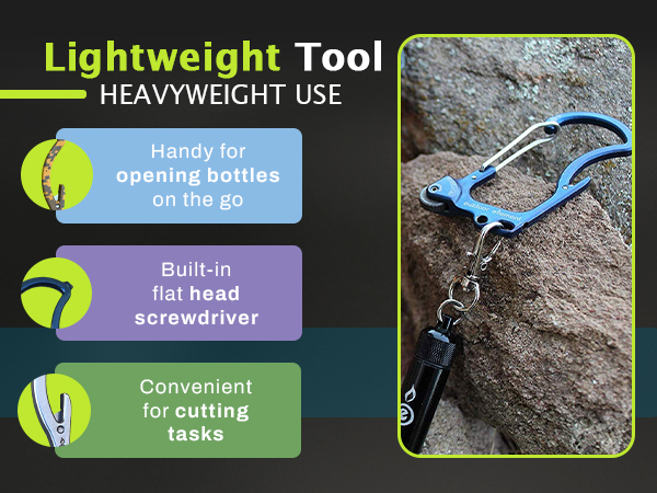 fire starter carabiner, bottle opener, every day carry carbiner, keychain holder