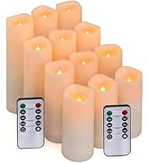 Aignis 12pcs Flameless LED Candles Battery Operated with 10-Key Remote Timer, Outdoor Indoor Wate...