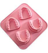 Denture Teeth Ice Cube Mold, 4 Cavity Silicone Tray for Dentist Seniors Ice Tray Mold
