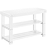 Pipishell Bamboo Shoe Rack Bench, 3-Tier Sturdy Shoe Organizer, Storage Shoe Bench, Holds up to 3...