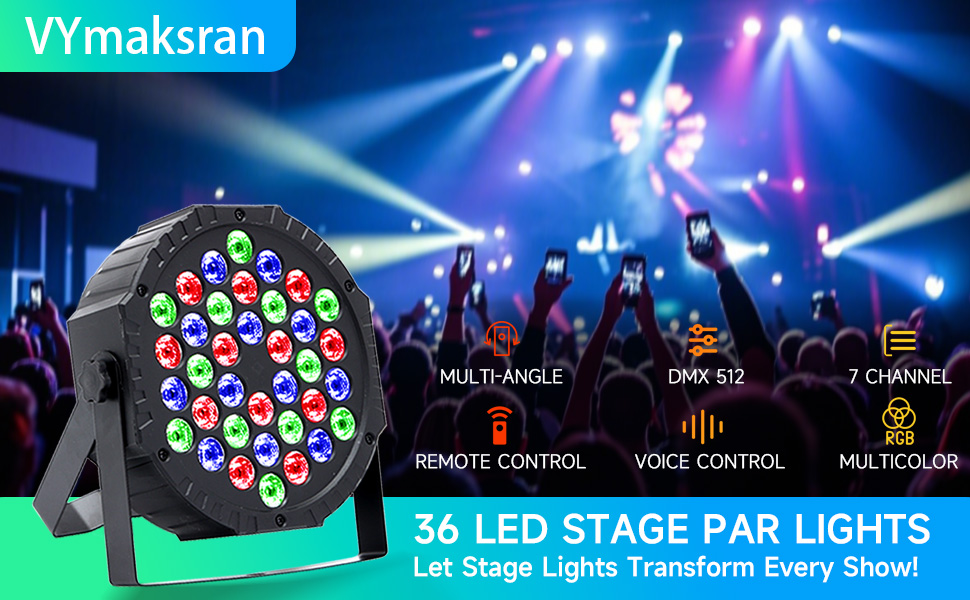 A stage light that can project red, green and blue colors.