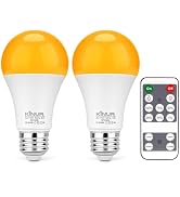 KINUR Amber Sleep Light Bulbs 1800K with Remote Control, Blue Light Blocking A19, 9W for Sleep,Be...