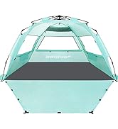 WhiteFang Deluxe XL Pop Up Beach Tent Sun Shade Shelter for 3-4 Person, UV Protection, Extendable...
