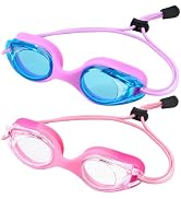 Vvinca Kids Swim Goggles with Bungee Strap No Leaking Anti Fog Toddler Goggles with Quick Adjust ...