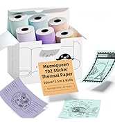 T02 Thermal Sticker Paper, Color Label Paper Compatible with Memoking T02 M02X M02L Mini Sticker ...