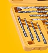 TGFTGF 17-Piece SDS Plus Rotary Hammer Drill Bits and Chisel Set, YG8C Carbide Tips, SDS Plus Bit...