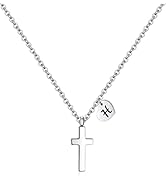 Tiny Cross Necklace for Girls | Heart Initial Necklace | Heart Birthstone Necklace | Letter Stain...