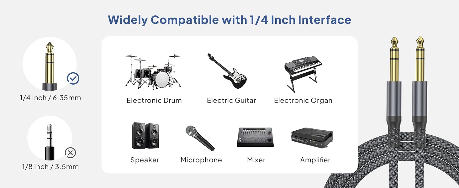 6.35MM TRS Guitar Cords