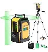 PREXISO 360° Laser Level with Tripod, 100Ft Self Leveling Cross Line Laser- Green Horizontal Line...