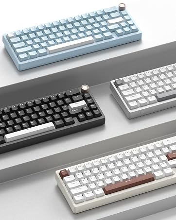 Womier PBT Keycaps Set 130 Keys, Custom White Japanese Keyboard Doubleshot Dye Sub Side Print Shine ...