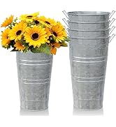 12 Inch Galvanized Metal Vases 4Pcs Farmhouse Flowers Bucket Vase with Handles Rustic Tin Flower ...