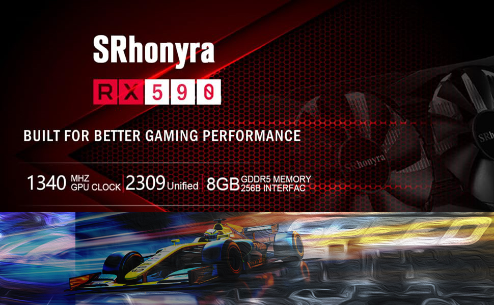 SRhonyra RX 590 GME 8GB gaming graphics card HDMI DP DVI-D