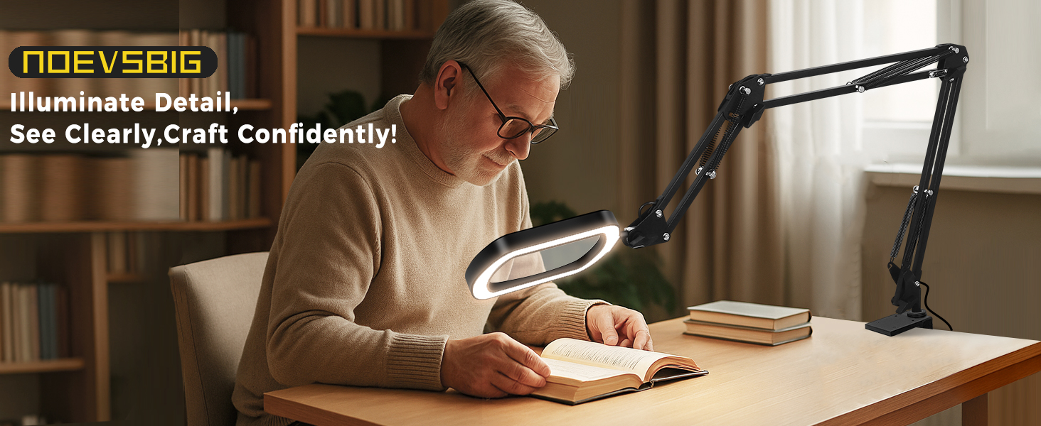 work bench light with magnifying glass