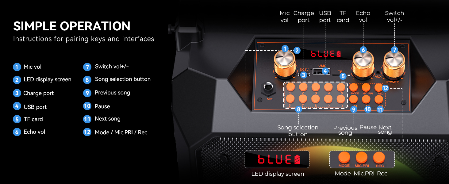kareokee machine with bluetooth and wireless microphone for adults