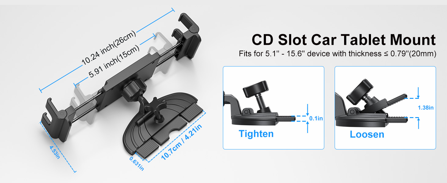 PLDHPRO CD Slot Tablet Car Mount for 5.1-15.6'' Devices, Universal iPad Holder for Car