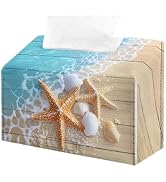 Doojoayie Starfish Tissue Box Cover Bathroom Tissue Box Holder Organizer Rectangle Facial Napkin ...