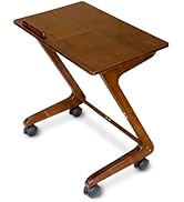 FLYJOE TV Tray Table with Casters, Solid Rubberwood End Tables, Sofa Side Table Couch Table Lapto...