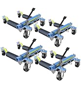 LARBANKE Car Wheel Dolly Jack Set of 4,Hydraulic 6000LBS Car Dolly Jack with Foot Pedal,Wheel Veh...