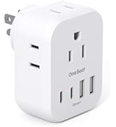 Travel Cruise Ship Essentials, Multi Plug Wall Outlet Extender with 4 Outlets 4 USB (2 USB-C), Cr...