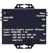 LIFEPOE Gigabit PoE+ Injector 30W, Solar Boost High Power Over Ethernet Powered Adapter, 24VAC / ...