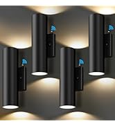 4-Pack Dusk to Dawn Outdoor Wall Lights, 12W 2700K Up and Down LED Porch Lights Outdoor, Black Mo...