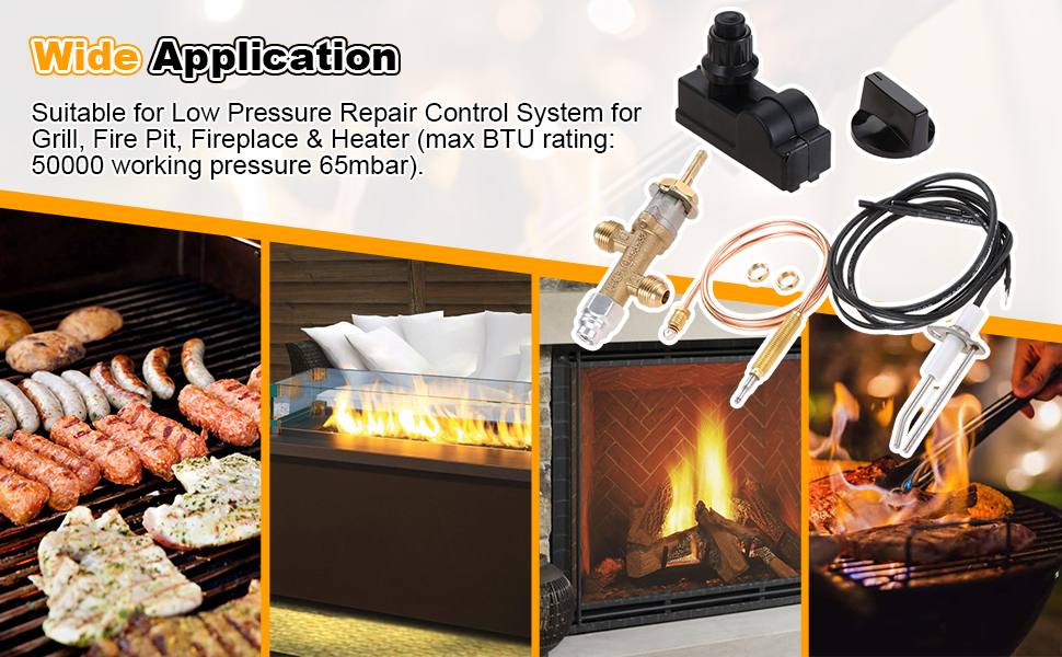 LPG Low Pressure Propane Gas Fireplace Fire Pit Flame Failure Safety Control Valve Kit